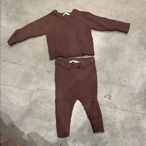 Zara Brown Knit Sweater and Pants Set